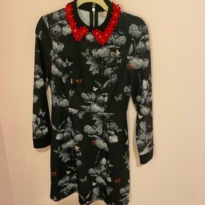 Ted Baker Red-Collar Black Dress
